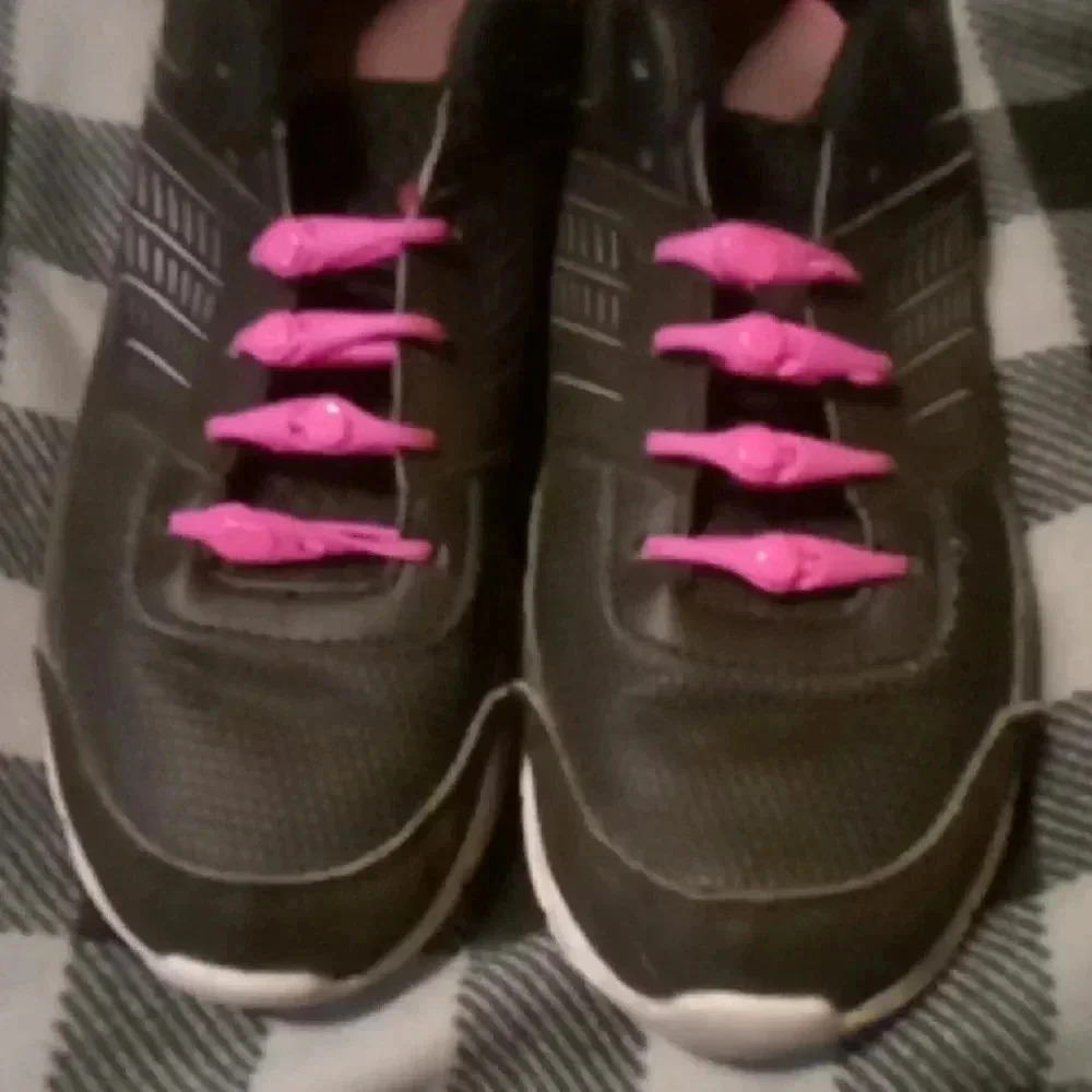 Black Sneakers with Pink Laces